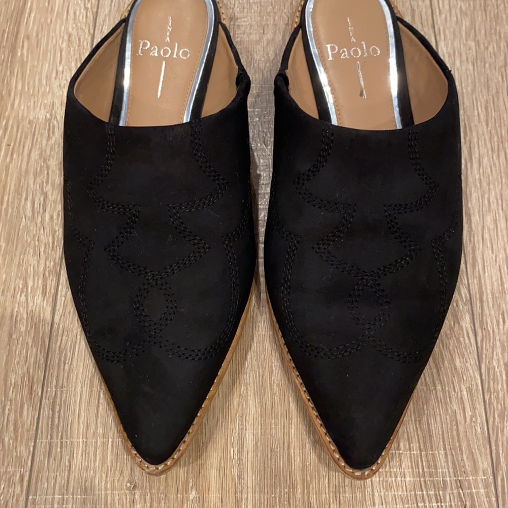 6.5 Linea Paolo slip on booties. Black swede